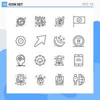 Modern 16 Line style icons Outline Symbols for general use Creative Line Icon Sign Isolated on White Background 16 Icons Pack vector