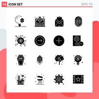 Collection of 16 Vector Icons in solid style Modern Glyph Symbols for Web and Mobile Solid Icon Sign Isolated on White Background 16 Icons