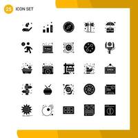 Group of 25 Solid Glyphs Signs and Symbols for speaker party compass music navigation Editable Vector Design Elements