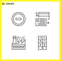 4 Icon Set Simple Line Symbols Outline Sign on White Background for Website Design Mobile Applications and Print Media vector