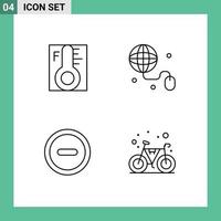 4 Universal Line Signs Symbols of cloud minus sun internet bicycle Editable Vector Design Elements