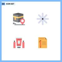 Editable Vector Line Pack of 4 Simple Flat Icons of khana cream map nature healthcare Editable Vector Design Elements