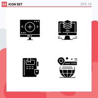 4 Creative Icons Modern Signs and Symbols of computer duplicate magnifier design education Editable Vector Design Elements