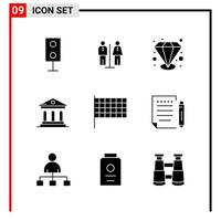 9 General Icons for website design print and mobile apps 9 Glyph Symbols Signs Isolated on White Background 9 Icon Pack vector