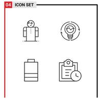 Universal Icon Symbols Group of 4 Modern Filledline Flat Colors of arms light person generation battery Editable Vector Design Elements