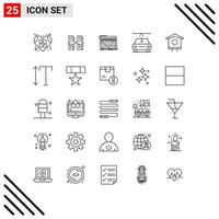 Modern Set of 25 Lines Pictograph of house car data studio mixer Editable Vector Design Elements