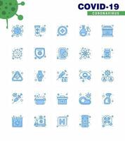 Covid19 Protection CoronaVirus Pendamic 25 Blue icon set such as shop virus virus research flask viral coronavirus 2019nov disease Vector Design Elements