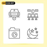 4 Creative Icons for Modern website design and responsive mobile apps 4 Outline Symbols Signs on White Background 4 Icon Pack vector