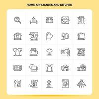 esquema 25 electrodomésticos y conjunto de iconos de cocina diseño de estilo de línea vectorial conjunto de iconos negros paquete de pictogramas lineales ideas de negocios web y móviles diseño ilustración vectorial vector