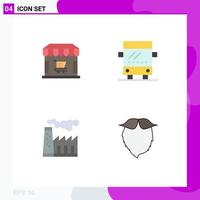 Group of 4 Flat Icons Signs and Symbols for ecommerce production store travel moustache Editable Vector Design Elements