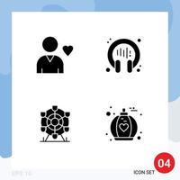 4 iconos creativos, signos y símbolos modernos de la comunicación de la rueda favorita, soporte de fragancia, elementos de diseño vectorial editables vector