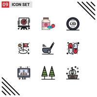 Universal Icon Symbols Group of 9 Modern Filledline Flat Colors of management flag tablet dollar optimization Editable Vector Design Elements