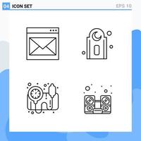 Modern 4 Line style icons Outline Symbols for general use Creative Line Icon Sign Isolated on White Background 4 Icons Pack vector