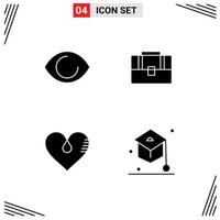 Stock Vector Icon Pack of 4 Line Signs and Symbols for eye love vision case favorite Editable Vector Design Elements