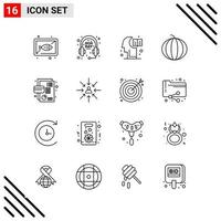 Pixle Perfect Set of 16 Line Icons Outline Icon Set for Webite Designing and Mobile Applications Interface vector