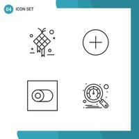 Set of 4 Modern UI Icons Symbols Signs for decoration switch design add dashboard Editable Vector Design Elements