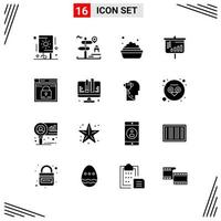 16 Icons Solid Style Grid Based Creative Glyph Symbols for Website Design Simple Solid Icon Signs Isolated on White Background 16 Icon Set vector