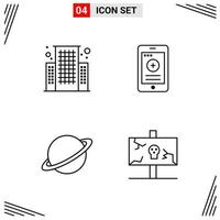 4 Icons Line Style Grid Based Creative Outline Symbols for Website Design Simple Line Icon Signs Isolated on White Background 4 Icon Set vector