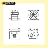 4 Creative Icons for Modern website design and responsive mobile apps 4 Outline Symbols Signs on White Background 4 Icon Pack vector