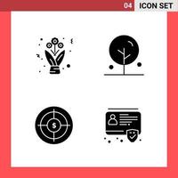 4 Icon Pack Solid Style Glyph Symbols on White Background Simple Signs for general designing vector