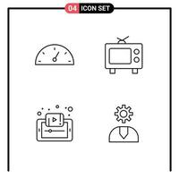 4 Universal Line Signs Symbols of dashboard mobile tv document tutorials Editable Vector Design Elements