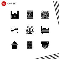 9 User Interface Solid Glyph Pack of modern Signs and Symbols of baking intersection smartphone intersect seo Editable Vector Design Elements