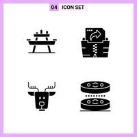 4 Icons in Solid Style Glyph Symbols on White Background Creative Vector Signs for Web mobile and Print