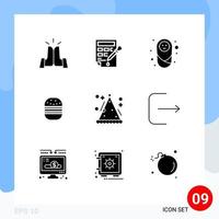 9 Universal Solid Glyph Signs Symbols of hat food baby fast burger Editable Vector Design Elements
