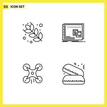 Universal Icon Symbols Group of 4 Modern Filledline Flat Colors of baking drone window os image Editable Vector Design Elements