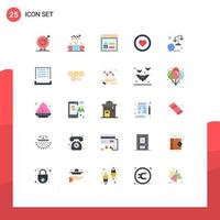 25 Thematic Vector Flat Colors and Editable Symbols of user like chart interface louck Editable Vector Design Elements