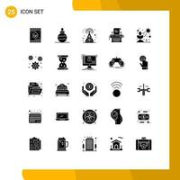 Universal Icon Symbols Group of 25 Modern Solid Glyphs of light cactus cellular typewriter marketing Editable Vector Design Elements