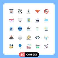 Mobile Interface Flat Color Set of 25 Pictograms of clothes beach magnifier science pollution Editable Vector Design Elements