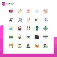 Universal Icon Symbols Group of 25 Modern Flat Colors of wave music bouquet ui worker Editable Vector Design Elements