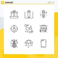 9 iconos creativos signos y símbolos modernos de chips usb de comida eid apuntan a elementos de diseño vectorial editables vector