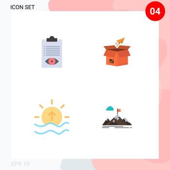 Modern Set of 4 Flat Icons and symbols such as check release line business startup Editable Vector Design Elements
