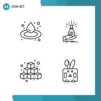 Vector Pack of 4 Outline Symbols Line Style Icon Set on White Background for Web and Mobile