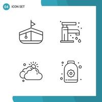 Vector Pack of 4 Outline Symbols Line Style Icon Set on White Background for Web and Mobile