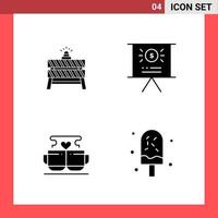 4 Icon Pack Solid Style Glyph Symbols on White Background Simple Signs for general designing vector