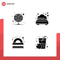 Pack of 4 Universal Glyph Icons for Print Media on White Background vector