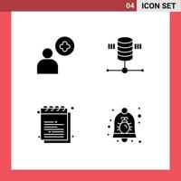Stock Vector Icon Pack of 4 Line Signs and Symbols for add notes computing web hosting university Editable Vector Design Elements
