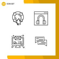 4 Icon Set Line Style Icon Pack Outline Symbols isolated on White Backgound for Responsive Website Designing vector