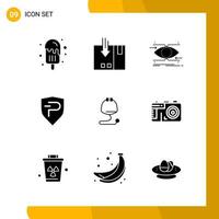 9 Icon Set Solid Style Icon Pack Glyph Symbols isolated on White Backgound for Responsive Website Designing vector