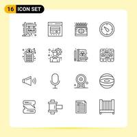 paquete de iconos de vector de stock de 16 signos y símbolos de línea para elementos de diseño de vector editables de crayón de educación de comercio electrónico de cronómetro