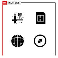 4 iconos generales para el diseño de sitios web, impresión y aplicaciones móviles 4 símbolos de glifos signos aislados en fondo blanco Paquete de 4 iconos vector