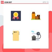 Pictogram Set of 4 Simple Flat Icons of badge phone medal real mobile Editable Vector Design Elements