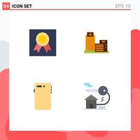 Pictogram Set of 4 Simple Flat Icons of badge phone medal real mobile Editable Vector Design Elements