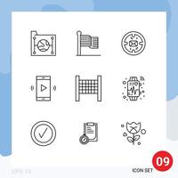 Set of 9 Vector Outlines on Grid for volume open volume usa loudspeaker mail Editable Vector Design Elements