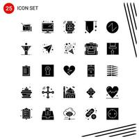 Collection of 25 Vector Icons in solid style Pixle Perfect Glyph Symbols for Web and Mobile Solid Icon Signs on White Background 25 Icons