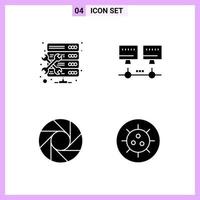 4 Icons in Solid Style Glyph Symbols on White Background Creative Vector Signs for Web mobile and Print