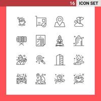 16 Thematic Vector Outlines and Editable Symbols of instrument plant hardware maturity growth Editable Vector Design Elements